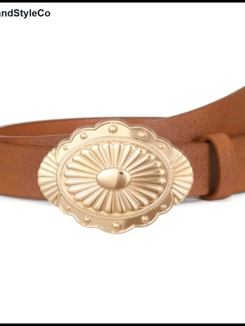 Vintage Leather Western Belt with Turquoise Concho Buckle